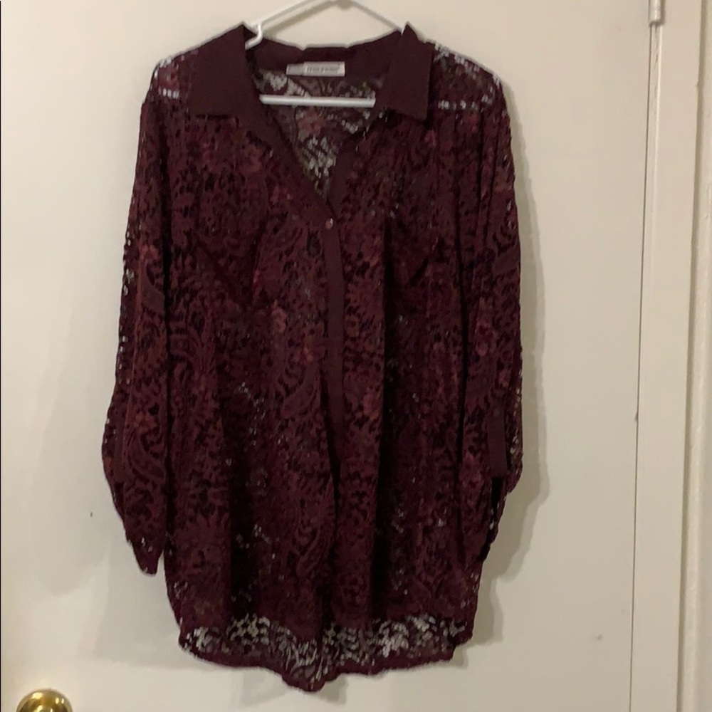 Maurices 3/4 sleeve maroon/burgundy shell